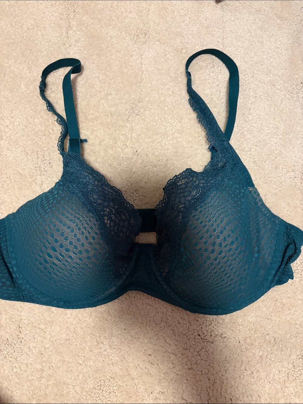 Natori Teal Lace Underwire Bra 36C Multi Style Bra Optional Back Clasp